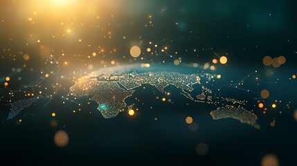 Poster - Global connectivity event illuminating the world map digital visualization high-tech background nighttime abstract conceptualization