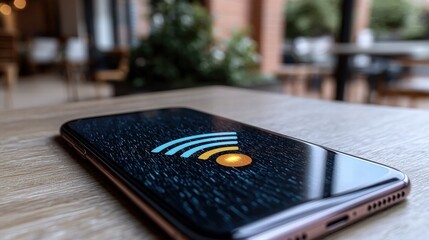 Poster - Close-up image of a modern cell phone showcasing sleek design and advanced technology features
