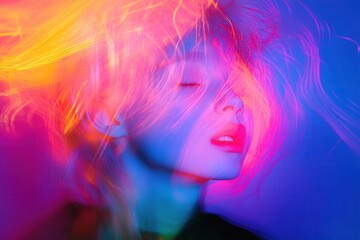 Aufkleber - Bright neon colors explode in dynamic movement creating an abstract background full of surprise and energy Generative AI