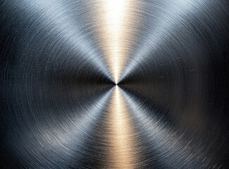 Poster - Close-Up of Polished Brushed Metal Surface with Radiating Light Reflections and Fine Texture Suitable for Various Industrial and Artistic Applications