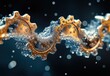 © ANUAR - Close-Up of Rusty Gears with Water Droplets Creating an Industrial Aesthetic in Dark Background with Bokeh Effects for Stock Photo or Illustration Use