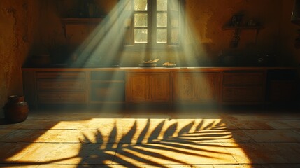Poster - Bright and inviting kitchen with natural light streaming through the window creating a warm atmosphere