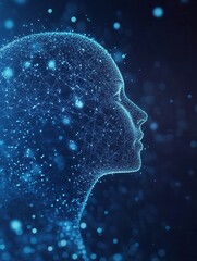 Aufkleber - Futuristic silhouette of a human formed by digital particles in a high tech environment representing AI driven politics Generative AI