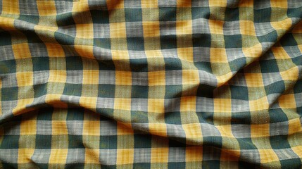 Poster - Vibrant yellow and green plaid fabric textile with a classic pattern ideal for fashion and decor