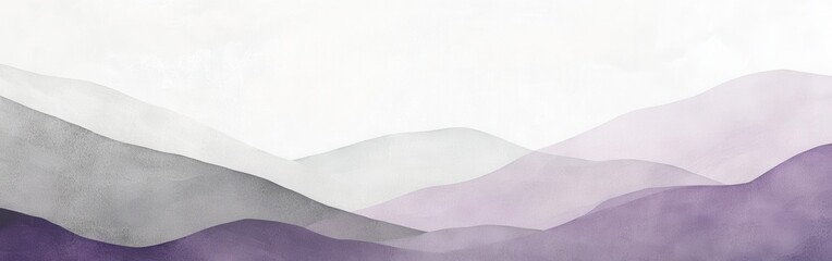 Poster - Ethereal minimalist landscape with soft pencil strokes in soothing purple hues depicting gentle hills and a serene sky