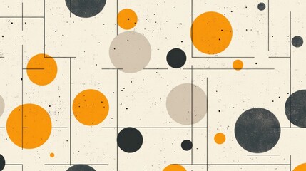 Aufkleber - Minimalist design featuring dashed amber and gray patterns with circular shapes on a light background