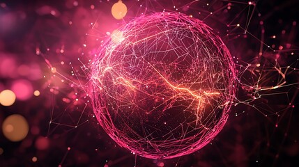 Wall Mural - a stylized globe with abstract global lines and digital light connections