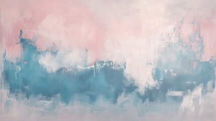 Poster - Pastel pink and baby blue abstract artwork highlights gentle color blends in a serene composition