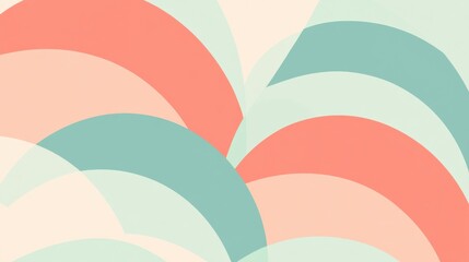 Poster - Elegant pastel mint and coral arcs create a harmonious pattern suitable for modern decor in any setting