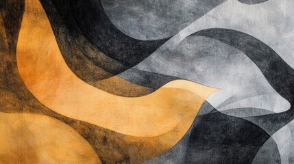 Fototapete - Abstract layers of muted amber pencil strokes create a harmonious interplay of texture and shape