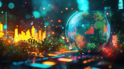 Poster - Retirement planning visualization with global data analysis and vibrant graphical elements