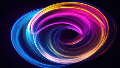 Poster - colorful swirling light patterns in vibrant hues of blue, pink, and yellow creating an abstract back