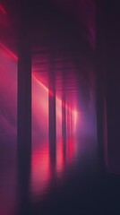 Aufkleber - Surreal atmosphere with gradient lighting creating dreamy reflections along shadowed pillars