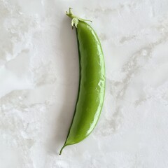 Poster - Fresh snap pea pod showcasing vibrant green color and crisp texture on a neutral background