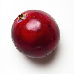 Poster - Fresh cranberry gleaming with a deep red hue on a clean white surface, showcasing its natural beauty and freshness