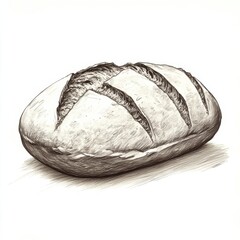 Aufkleber - Loaf of bread with textured crust and distinctive scoring resting on a clean surface