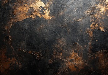 Poster - Elegant dark textured background with gold accents, perfect for creative designs and artistic projects featuring an abstract surface appearance.