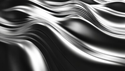 Poster - Elegant Flowing Waves of Black and Silver Fabric Creating a Sensual and Modern Texture for Use in Fashion, Interior Design, or Abstract Art Concepts