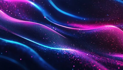 Poster - Ethereal Waves of Colorful Light and Sparkles Dancing in the Darkness, Abstract Fantasy Background for Creative Projects and Digital Art