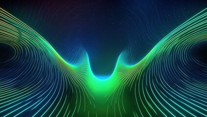 Fototapete - Futuristic Abstract Wave Pattern with Neon Glow and Smooth Lines in Dark Space for Technology, Design, and Creative Projects