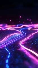Wall Mural - abstract glowing neon line network on a dark surface