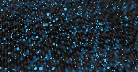 Poster - Image of falling blue light particles twinkling on dark background