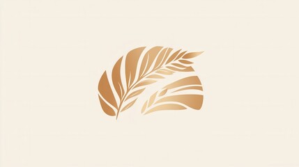 Poster - Minimalist bread logo featuring abstract loaf silhouette with warm beige and gold colors showcasing a sophisticated wheat texture design
