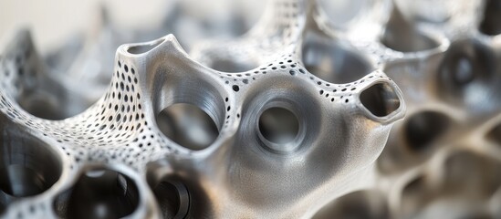 Poster - Intricate Close-Up of Abstract Biological Structure Featuring Holes and Textured Surfaces in Monochromatic Tones for Artistic Backgrounds