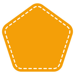Poster - Vibrant Orange Tag, Stitched sticker in Simple Outline