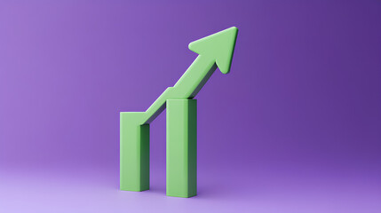 Poster - 3d green arrow growing up icon. minimal cartoon success green arrow up soaring finances icon isolate