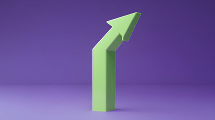 Poster - 3d green arrow growing up icon. minimal cartoon success green arrow up soaring finances icon isolate