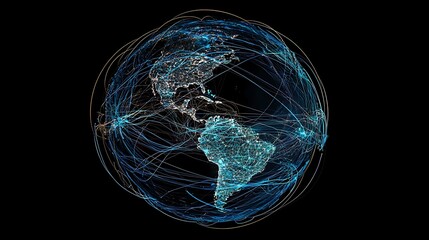 Wall Mural - abstract representation earth showing global connections and digital lines across the globe