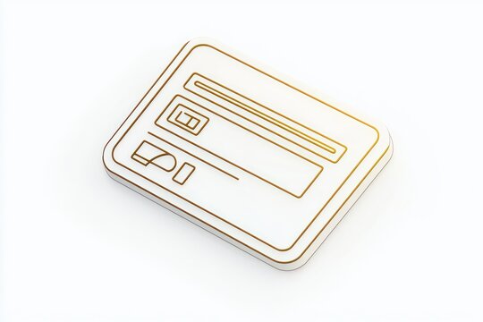 3D line icon representing a library card granting access for borrowing resources.