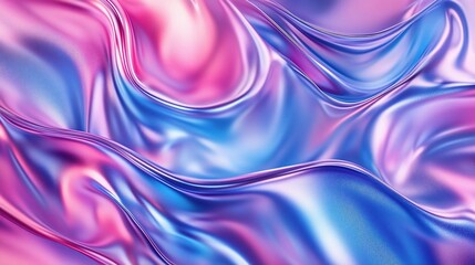 Poster - Smooth Abstract Metallic Texture with Colorful Flowing Lines