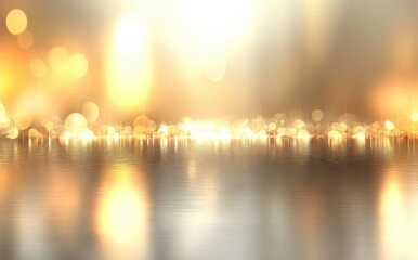 Poster - Soft and Dreamy Golden Background with Blurred Lights and Reflections for Use in Creative Projects and Visual Designs