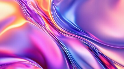 Poster - Smooth Abstract Metallic Background with Colorful Flowing Lines