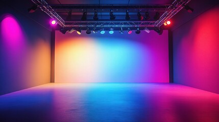 Poster - Brightly Lit Creative Studio Space with Colorful Lighting Effects