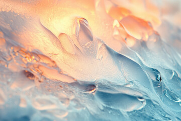 Aufkleber - Abstract close-up of ice texture with warm and cool tones, showcasing intricate patterns and formations.
