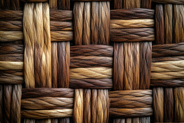 Poster - Intricate woven texture of brown and beige strands creating a dense, patterned surface.