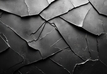 Poster - Textured Black Background with Cracked Surface, Abstract Design, Artistic Wall, Dark Patterns, Modern Aesthetic, High Contrast Elements, Unique Composition