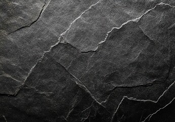 Poster - Textured Black Slate Background with Natural Crevices and Lines for Use in Elegant Design Projects, Wallpapers, and Creative Materials