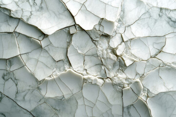 Poster - Close-up of cracked white marble surface showing intricate fracture patterns.