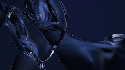 Poster - Abstract dark blue flowing curves. Background image of dark blue color with white abstract line. Digital art for modern and futuristic. Motion shot of white line movement at blue background. AIG51.