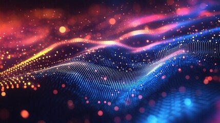 Poster - Abstract Technology Background with Glowing Lines and Particles
