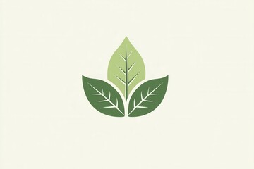 Poster - Minimalist basil leaf logo design featuring clean line art and fresh green tones for herbal branding and eco friendly initiatives