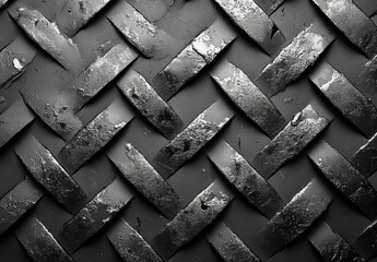 Poster - Textured Metal Surface with Interwoven Strips in a Complex Pattern Showcasing Industrial Design Aesthetics and Contemporary Art Elements
