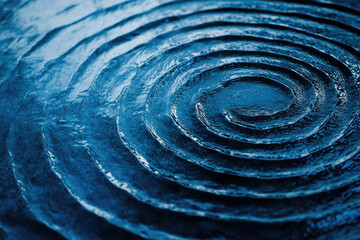 Poster - Concentric ripples expanding outwards on a dark blue water surface, creating a mesmerizing pattern.