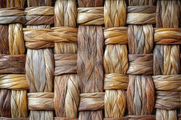 Poster - Close-up of intricate woven texture, showcasing natural fibers in earthy tones.