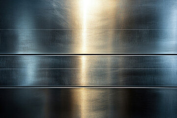 Poster - Brushed metal texture with horizontal lines and a light source reflecting on its surface.