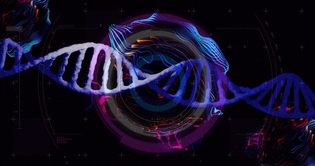 Poster - colorful digital patterns and abstract circular design in dna strand animation